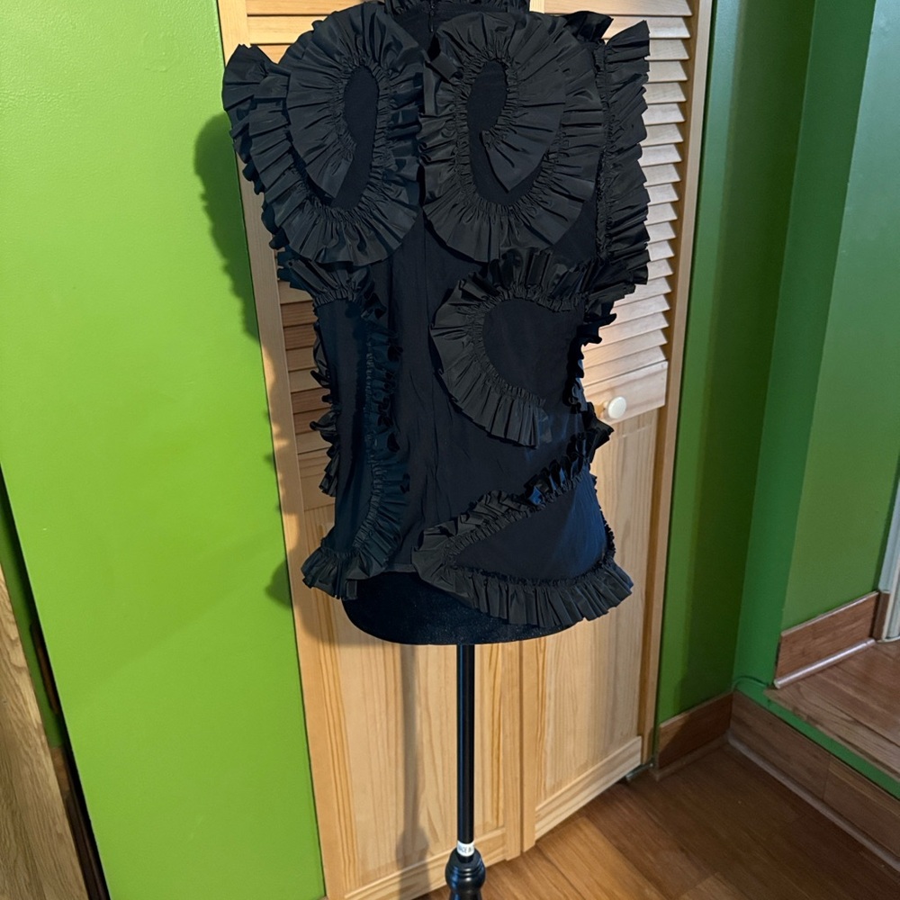 Gracia Midnight Black Ruffled Shirt